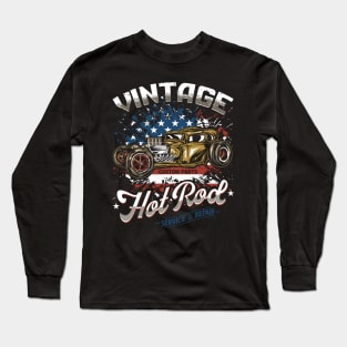 Vintage Hotrod Custom Parts Service And Repair Long Sleeve T-Shirt